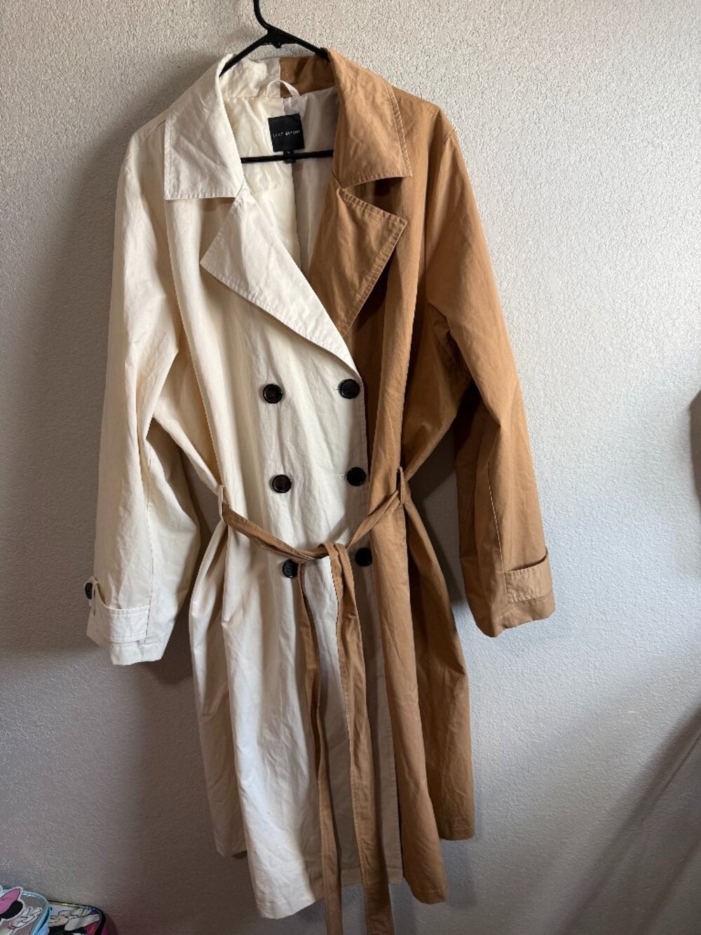 Lane Bryant Colorblock Trench Coat Cream Tan Double Breasted Plus Size 26